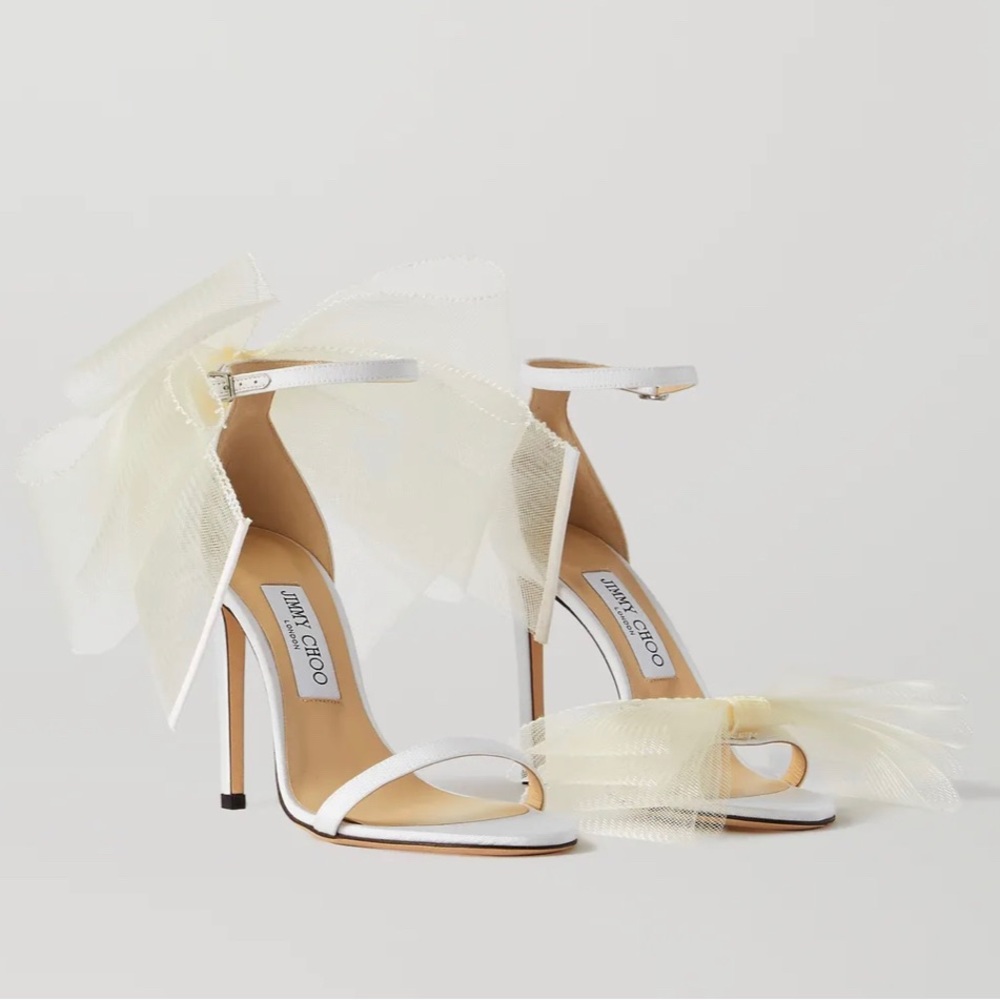Jimmy Choo Aveline 100 Bow-embellished Sandals